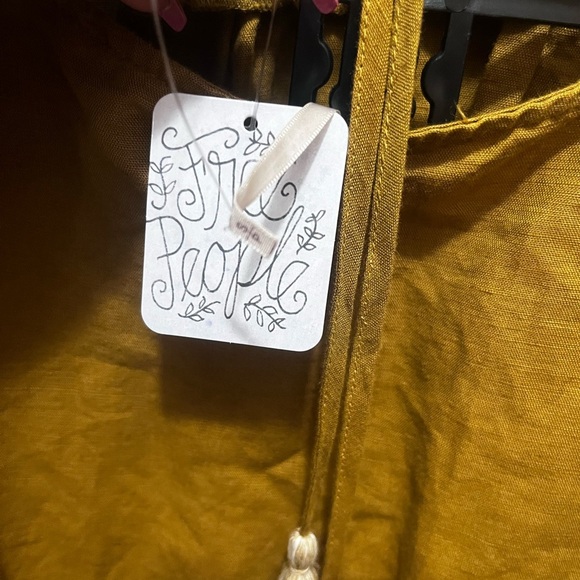 Free People Anika Midi Linen Mustard Backless Dress - Picture 4 of 11